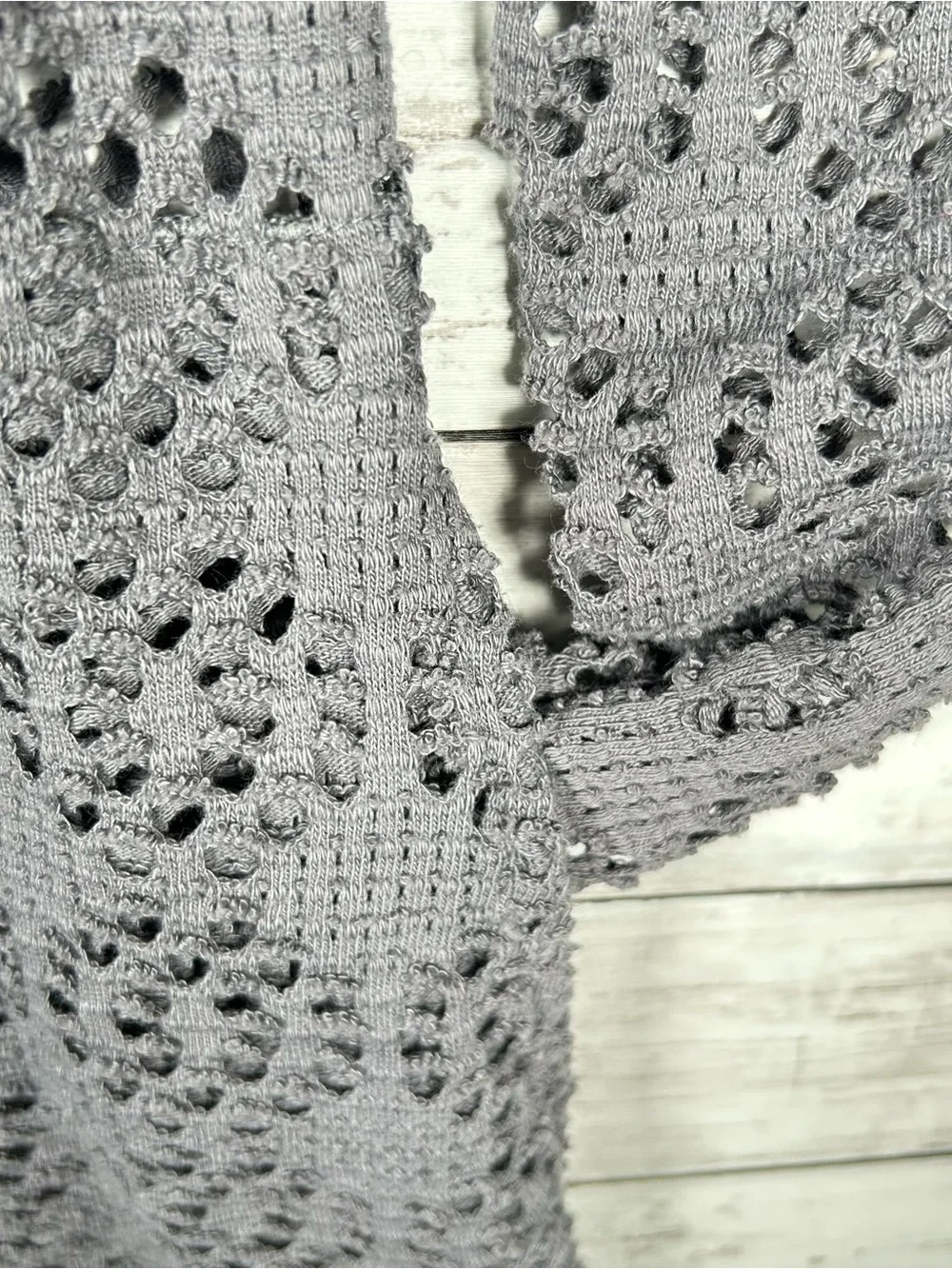 Free People Beach Pointelle Knit High-Low Cardigan Cover-Up Gray XS